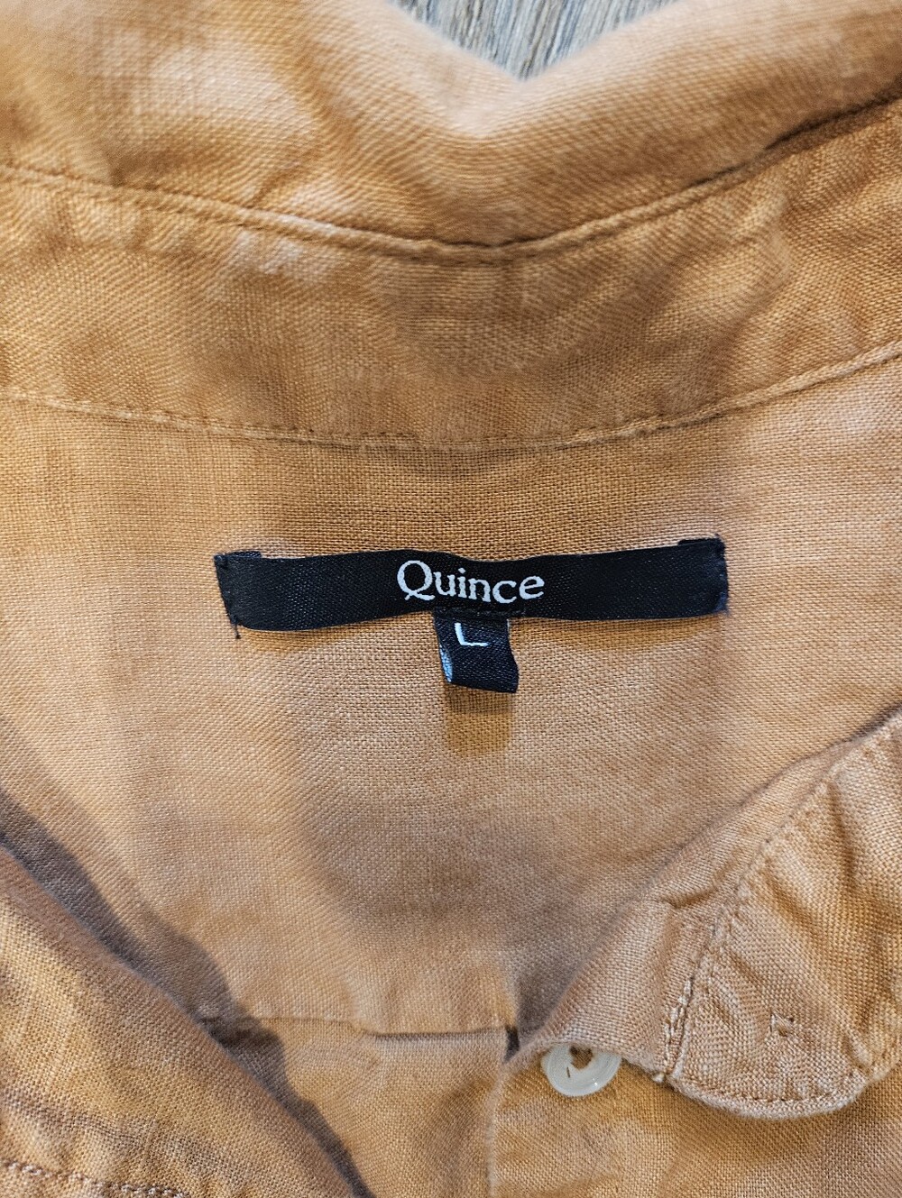 Quince 100% European Linen Long Sleeve Button Down Shirt, Terracotta Size Large - Picture 5 of 6